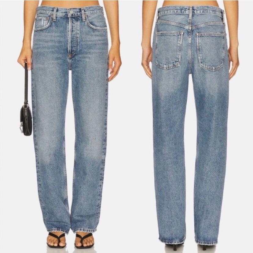 Agolde Fran Low Slung Easy Straight Jeans In Invention Flip-Cuff Women's Size 31